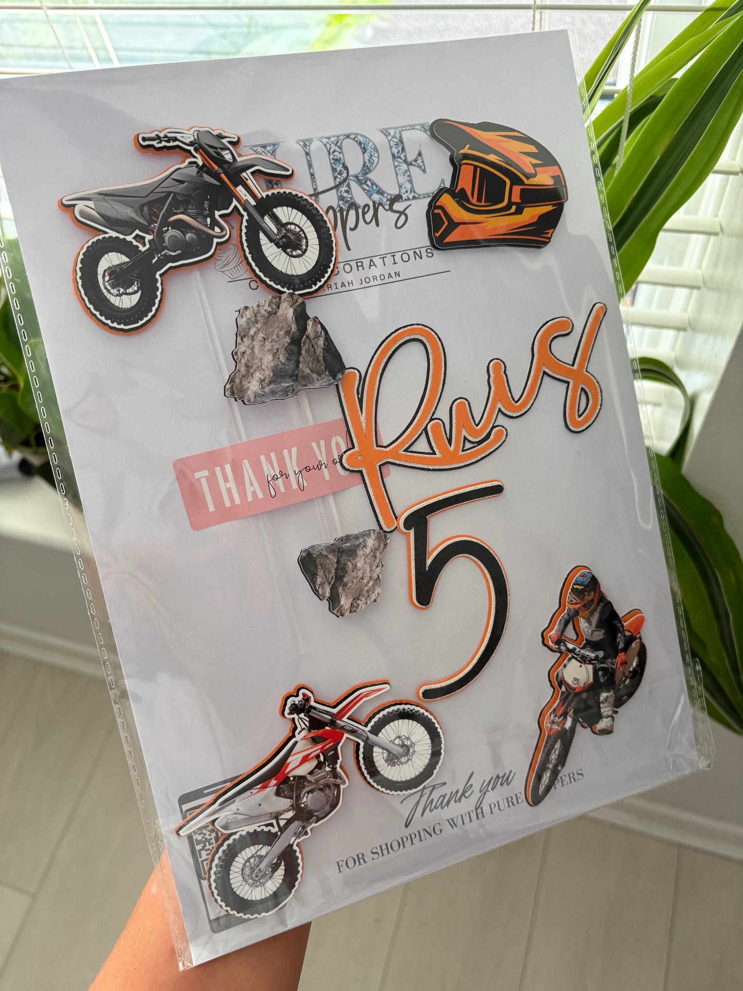 Motocross Dirt Bike Cake Topper – Personalised Off-Road Birthday Cake Decoration for Kids & Adults