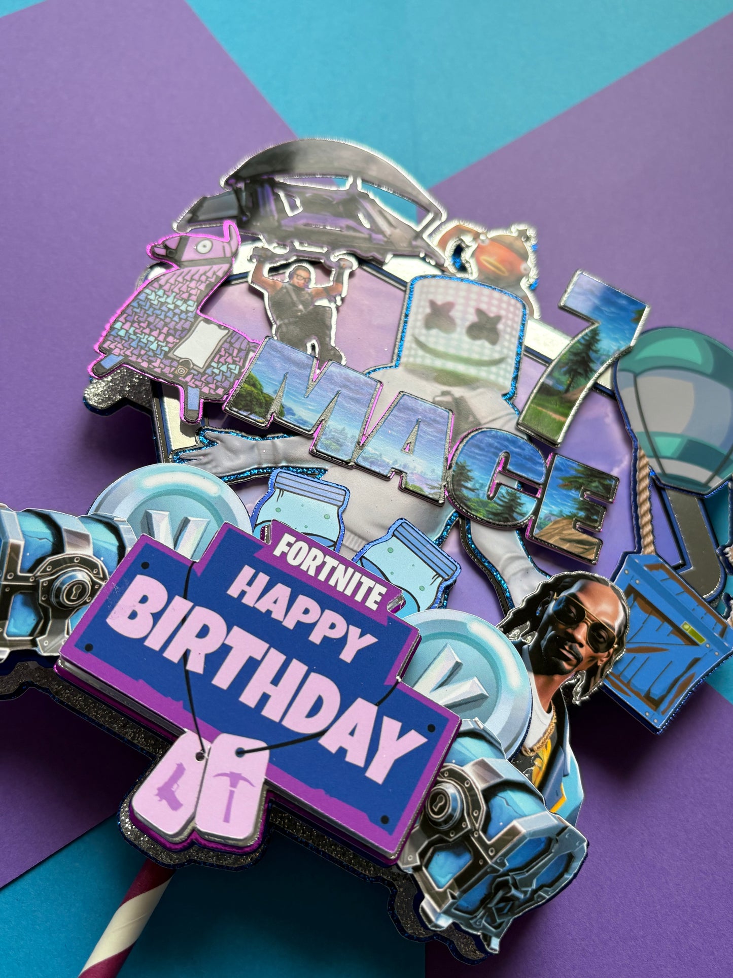 Fortnite Cake Topper, Fortnite Cake Decorations, Personalised Fortnite Cake Topper, Marshmallow Man Fortnite Face Cake Topper (Copy)