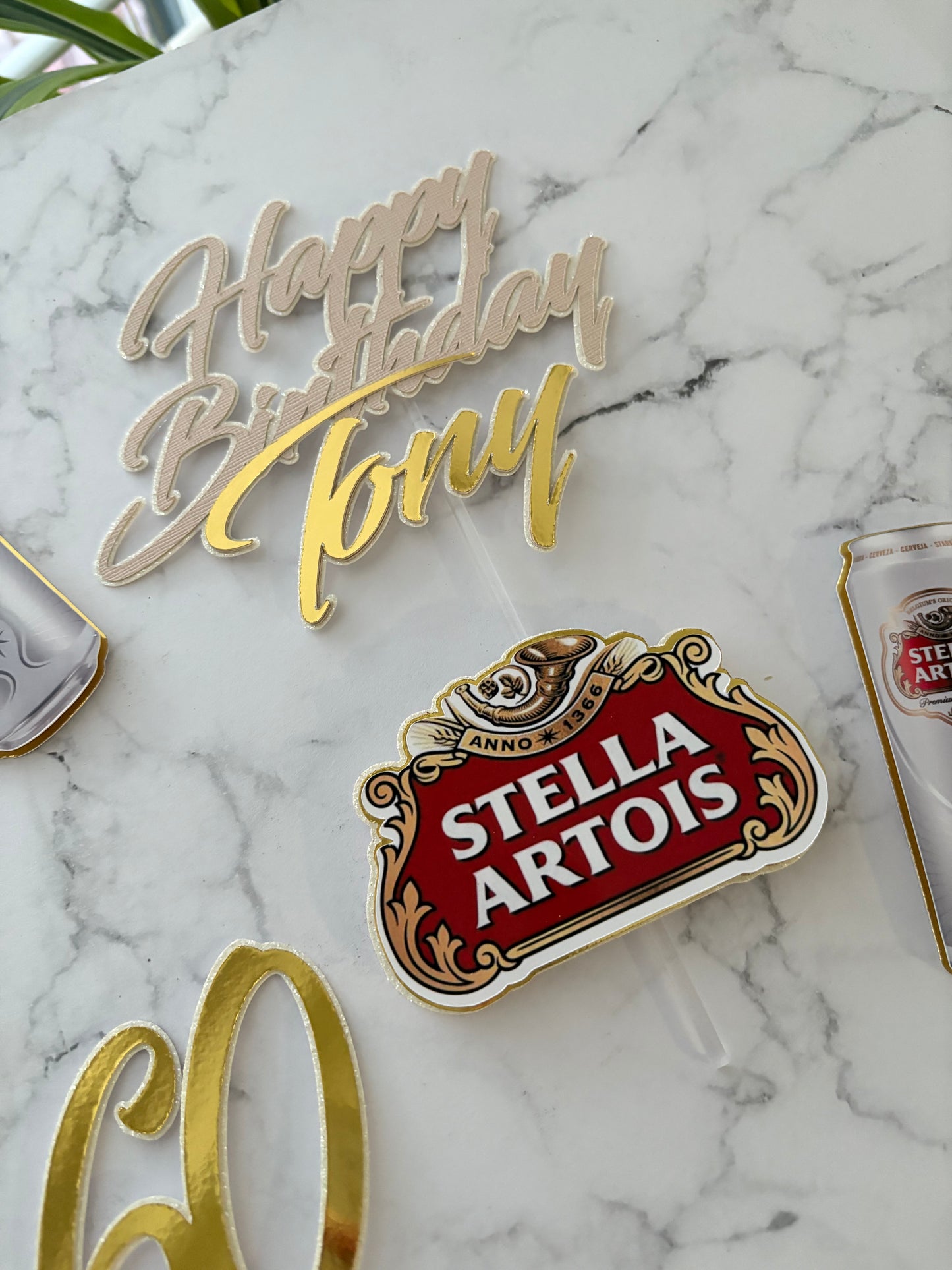 Stella Artois Cake Topper – Personalised Beer Birthday Cake Decoration | Stella Cake Topper for Men | Custom Beer Theme Party Cake Decor