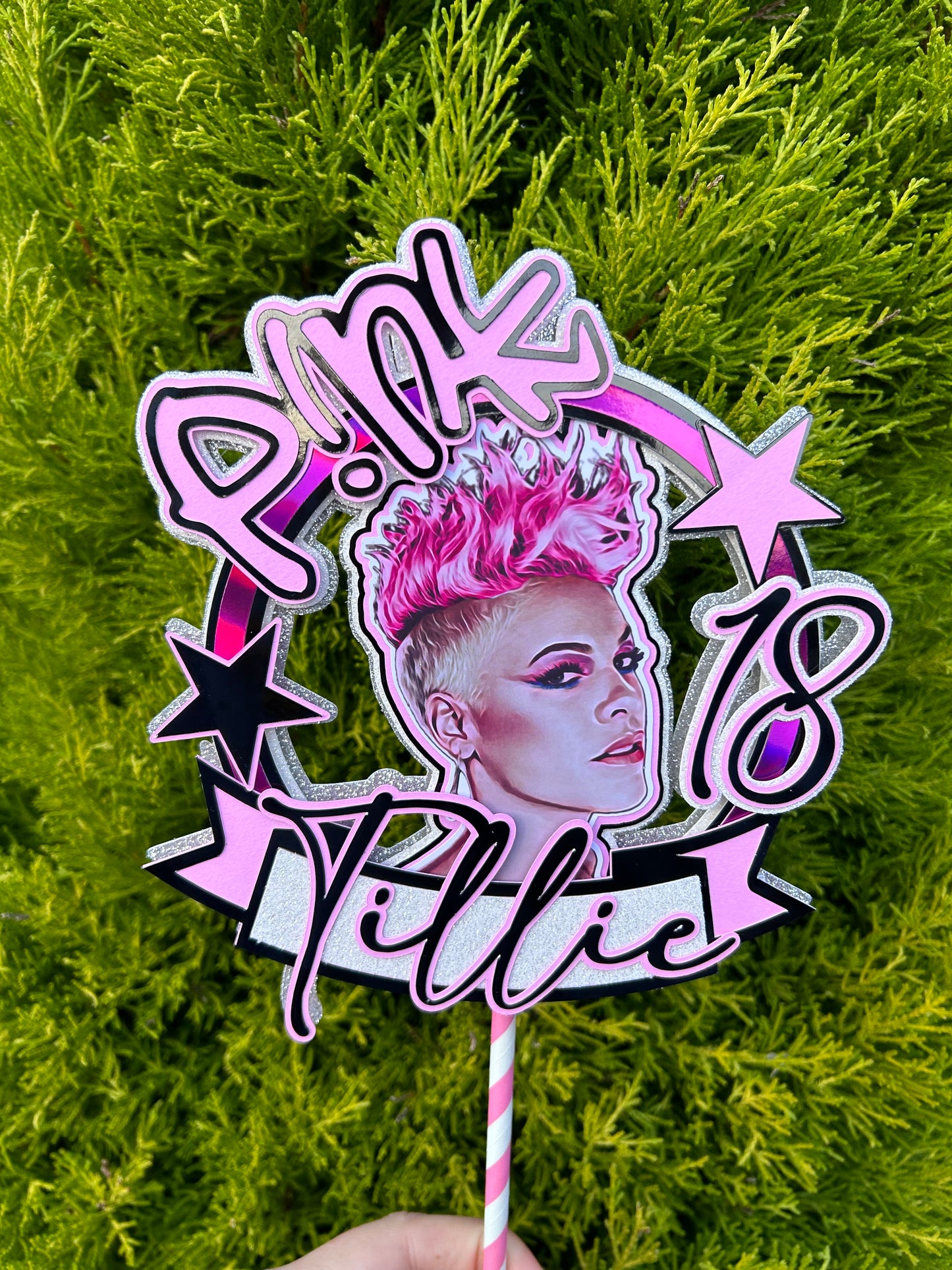 P!nk Cake Topper, Signer Pink, Rock Star Cake Topper, PINK Cake Topper