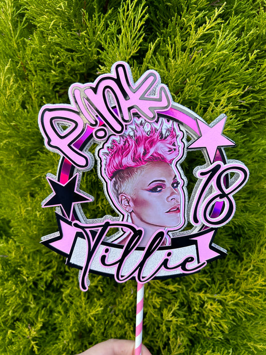 P!nk Cake Topper, Signer Pink, Rock Star Cake Topper, PINK Cake Topper
