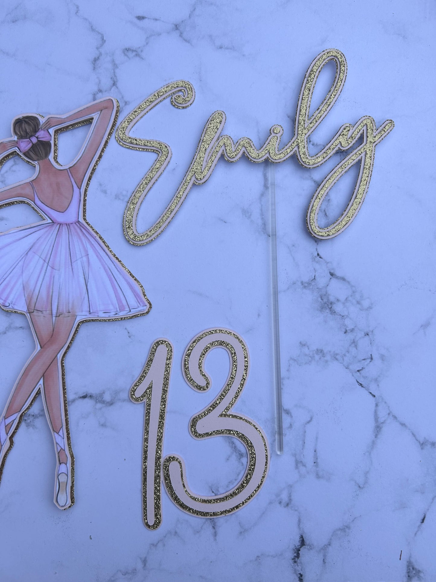 Ballerina Cake Topper, Name & Age Charm