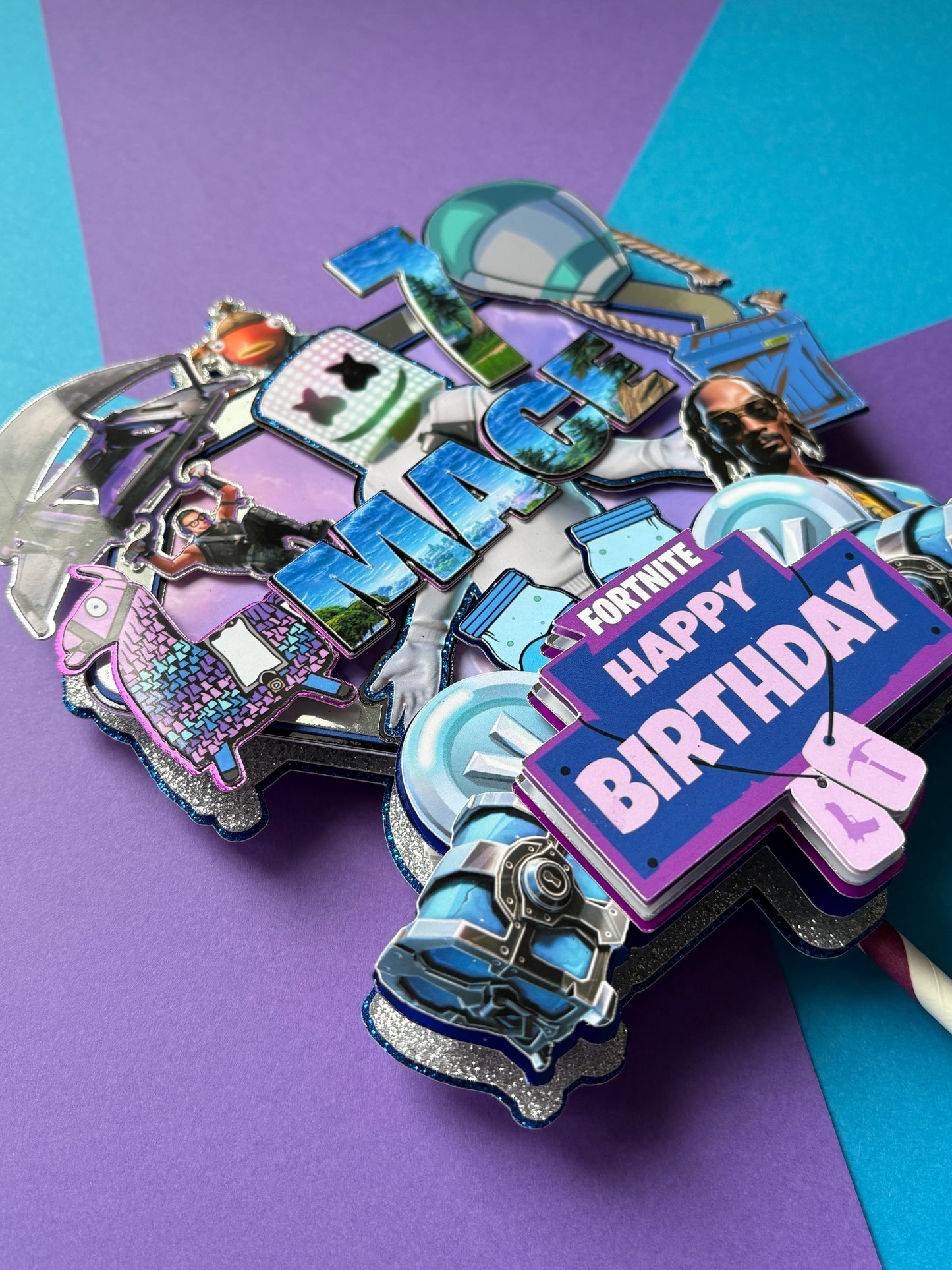 Fortnite Cake Topper, Fortnite Cake Decorations, Personalised Fortnite Cake Topper, Marshmallow Man Fortnite Face Cake Topper (Copy)