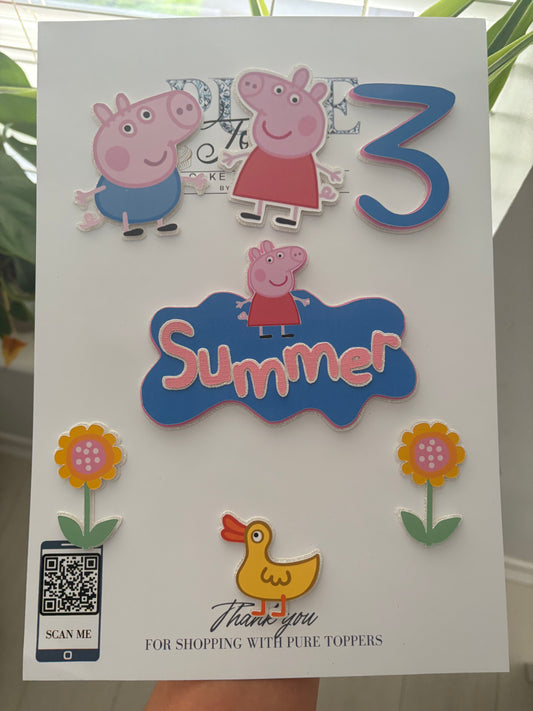 Peppa Pig Personalised Birthday Cake Topper | Custom Name Party Decor - Peppa Pig Birthday Cake Decoration