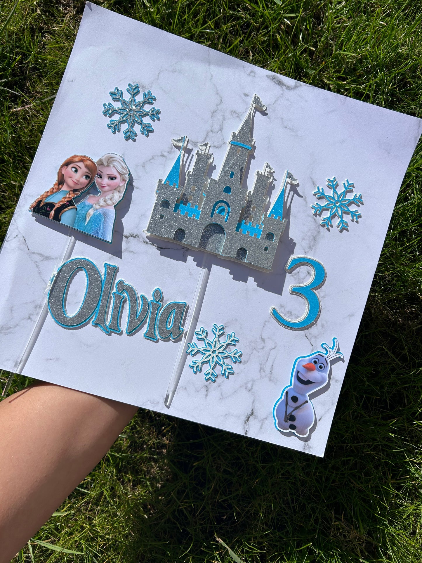 Frozen Birthday Cake Topper with Name and Age – Custom Design, Frozen Cake Topper – Castle