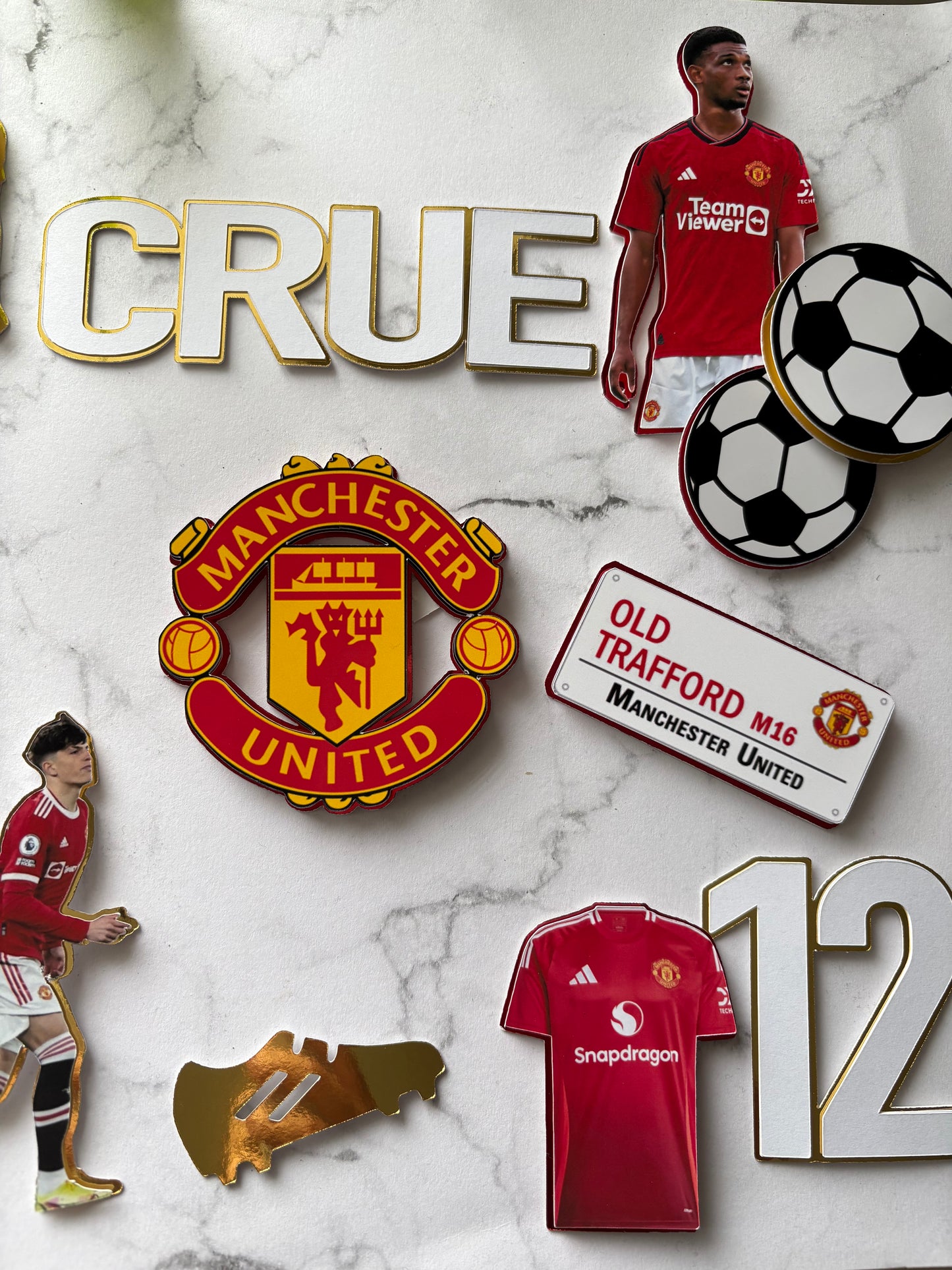 Manchester United Football Cake Topper – Personalised Man U Badge Cake Decoration, Custom Football Birthday Topper