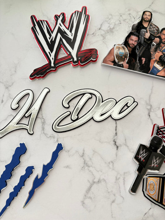 WWE Cake Topper – Personalized Wrestling Birthday Cake Decoration | Custom WWE Cake Charms | Wrestling Party Cake Topper