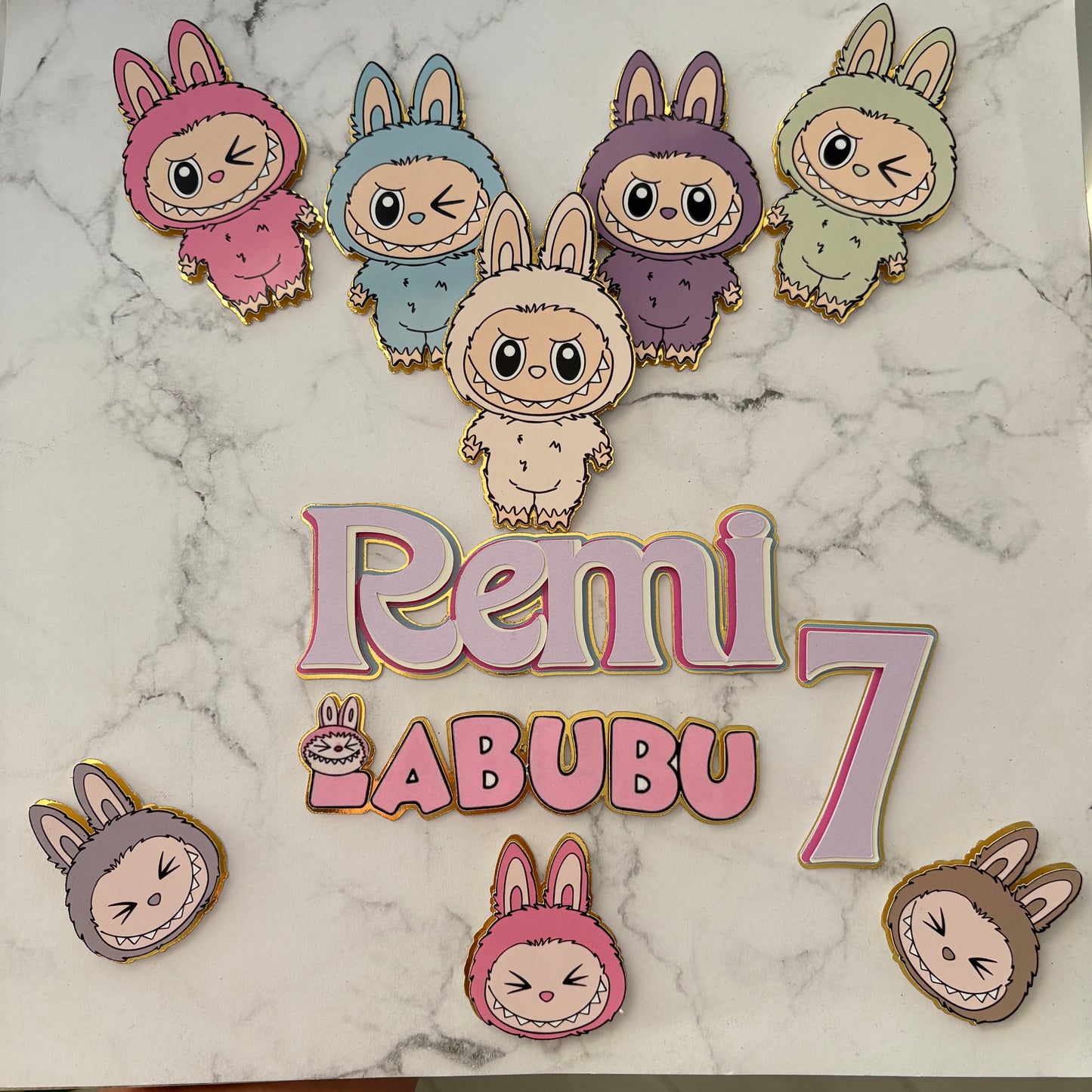 Labbubu Cake Topper – Labubu Figurine Charm for Cake Decorating - Labubu Cake Decorations