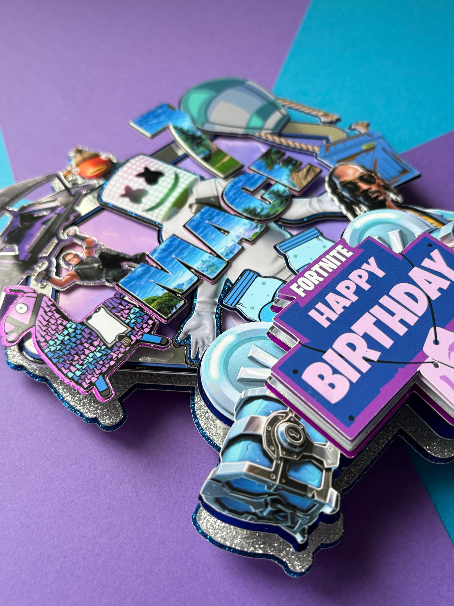 Fortnite Cake Topper, Fortnite Cake Decorations, Personalised Fortnite Cake Topper, Marshmallow Man Fortnite Face Cake Topper (Copy)