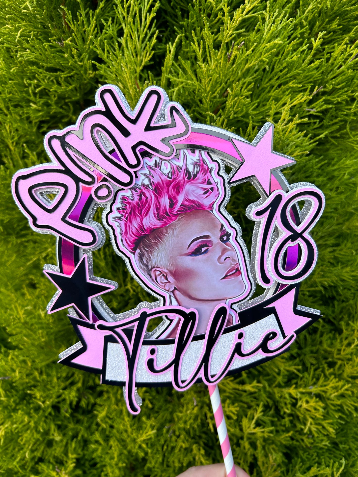 P!nk Cake Topper, Signer Pink, Rock Star Cake Topper, PINK Cake Topper