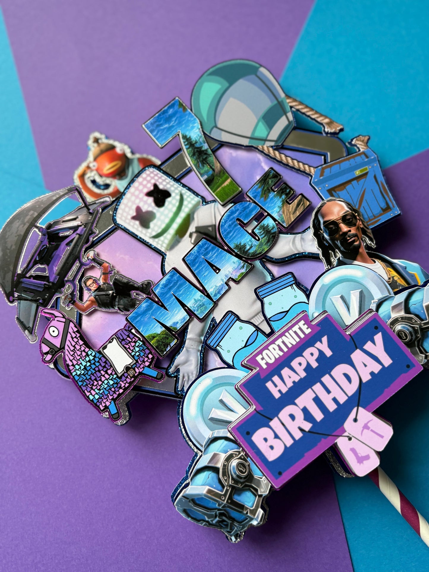 Fortnite Cake Topper, Fortnite Cake Decorations, Personalised Fortnite Cake Topper, Marshmallow Man Fortnite Face Cake Topper (Copy)