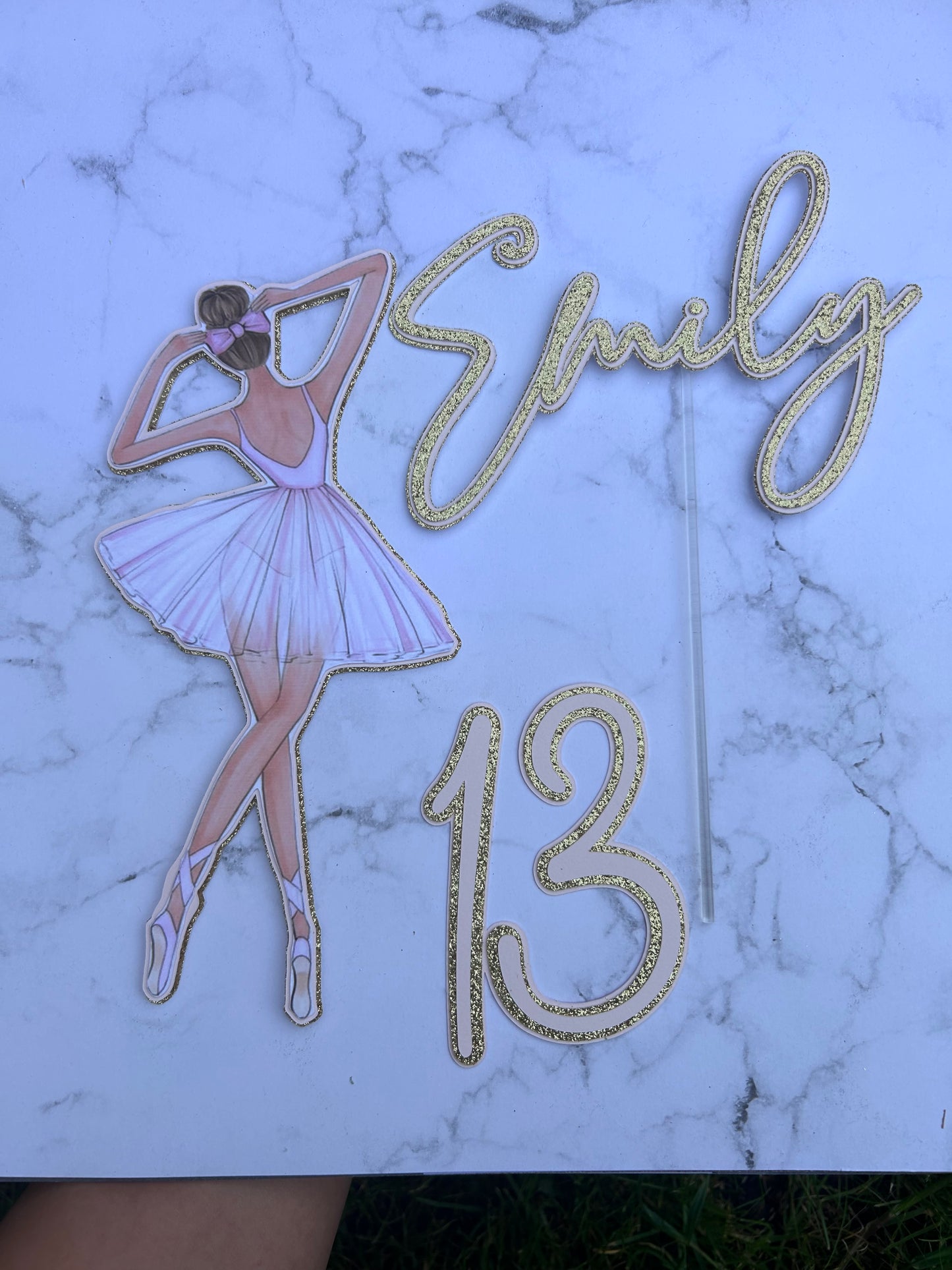 Ballerina Cake Topper, Name & Age Charm