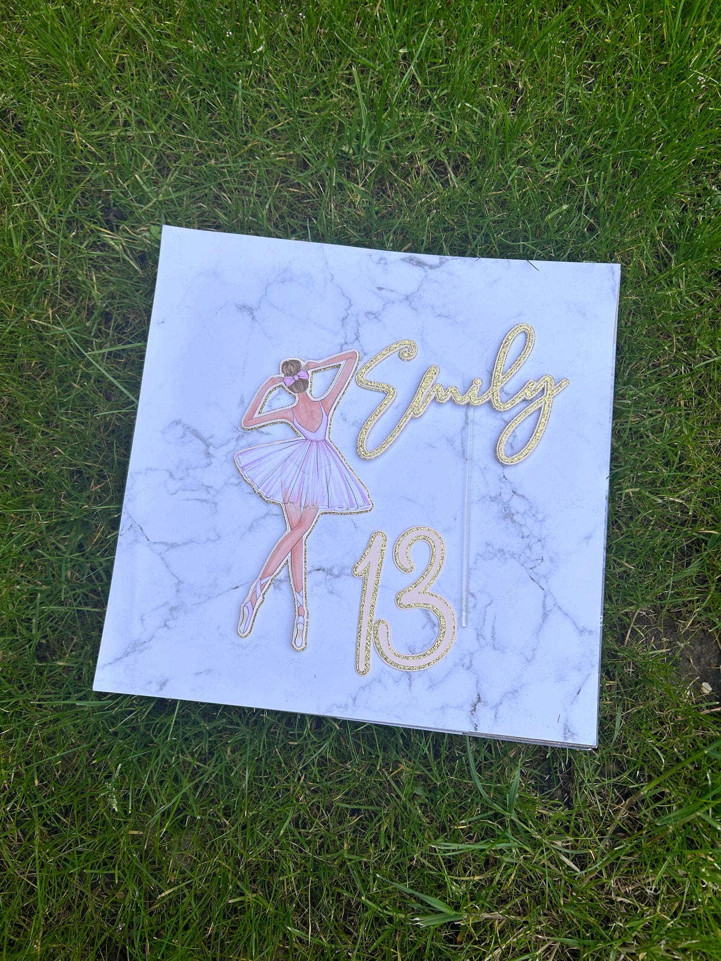 Ballerina Cake Topper, Name & Age Charm