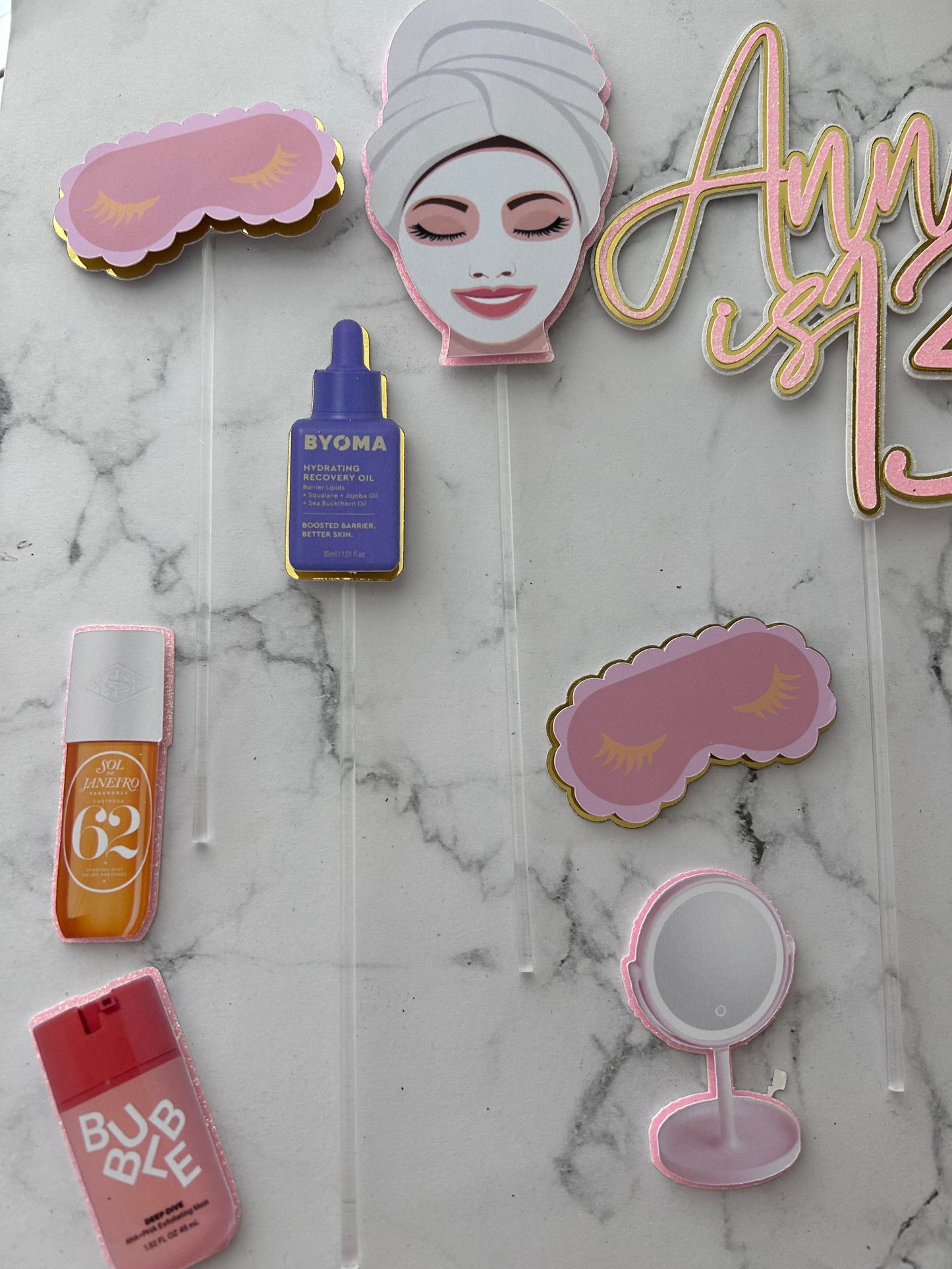 Personalised Pamper Cake Topper, Makeup Cake Topper