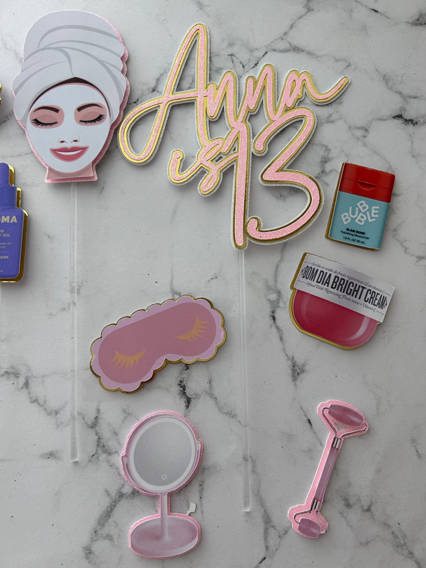 Personalised Pamper Cake Topper, Makeup Cake Topper