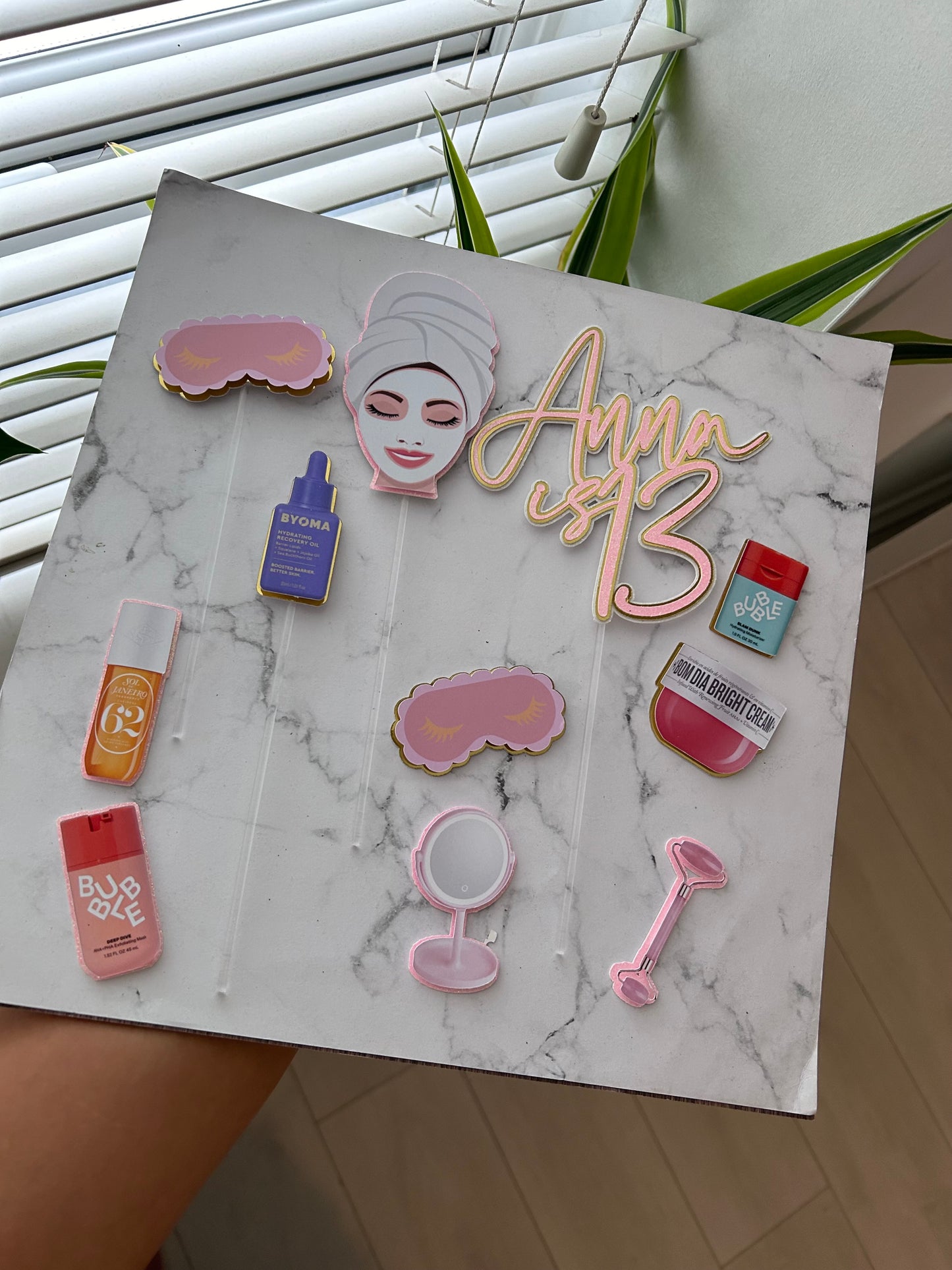 Personalised Pamper Cake Topper, Makeup Cake Topper