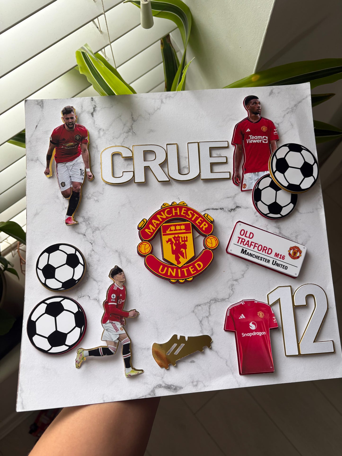 Manchester United Football Cake Topper – Personalised Man U Badge Cake Decoration, Custom Football Birthday Topper