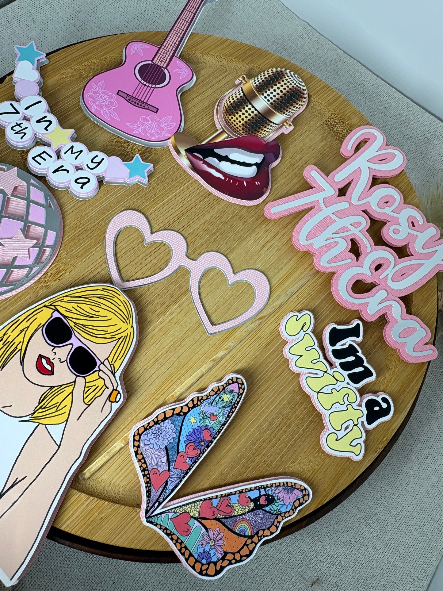 Personalised Taylor Swift Inspired Cake Topper | Swiftie Birthday Cake Decoration | Eras Tour Theme Cake Charm