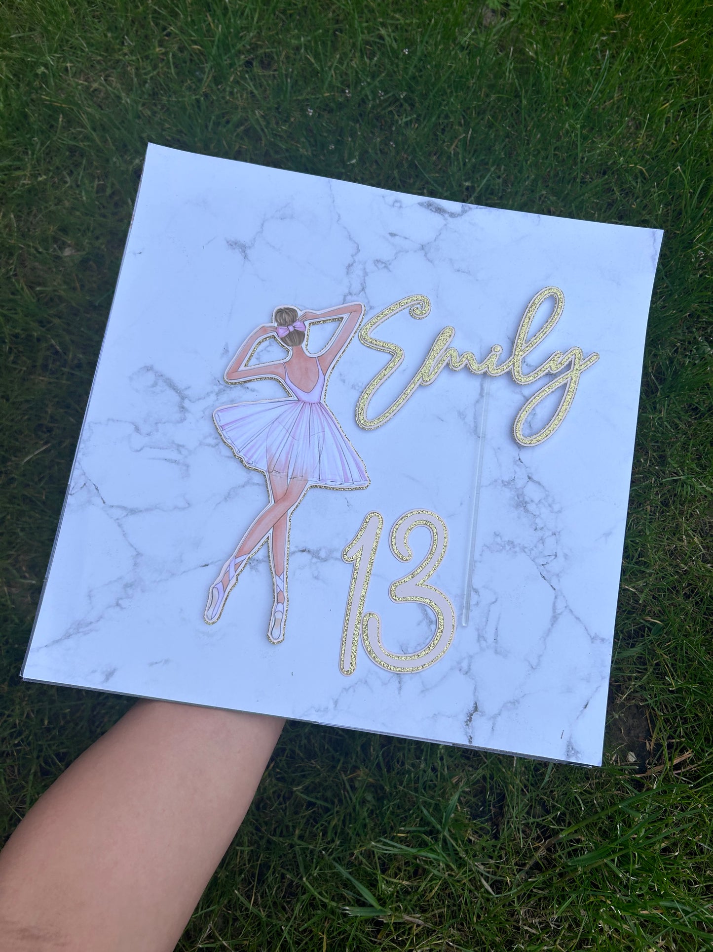 Ballerina Cake Topper, Name & Age Charm