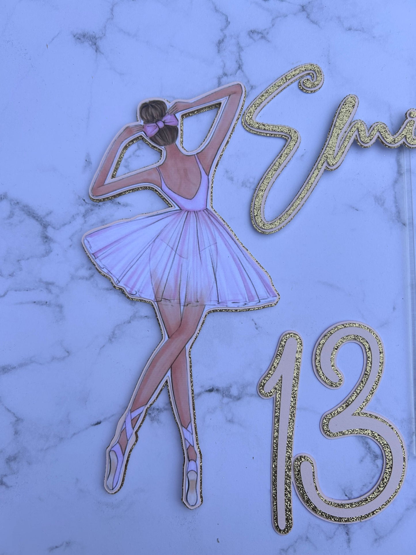 Ballerina Cake Topper, Name & Age Charm
