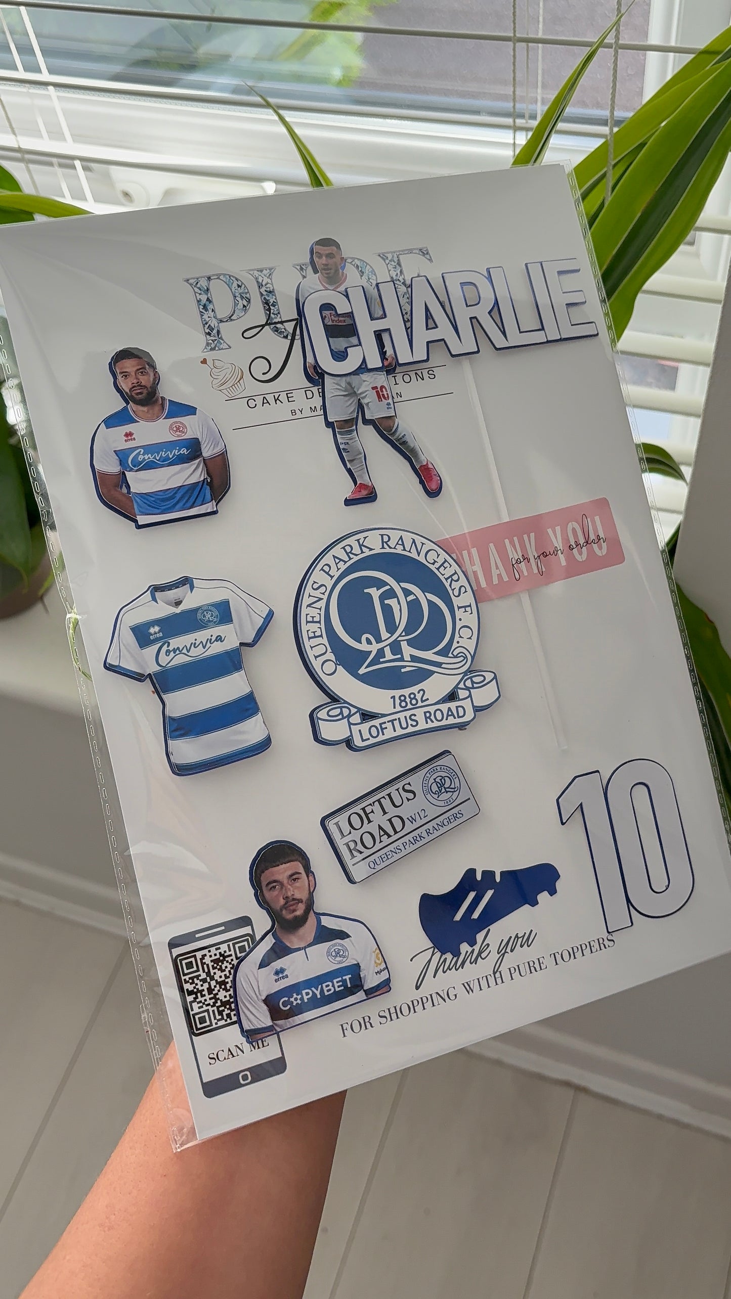 Queens Park Rangers Cake Topper – Personalised QPR Football Badge Cake Decoration, Custom Football Birthday Topper