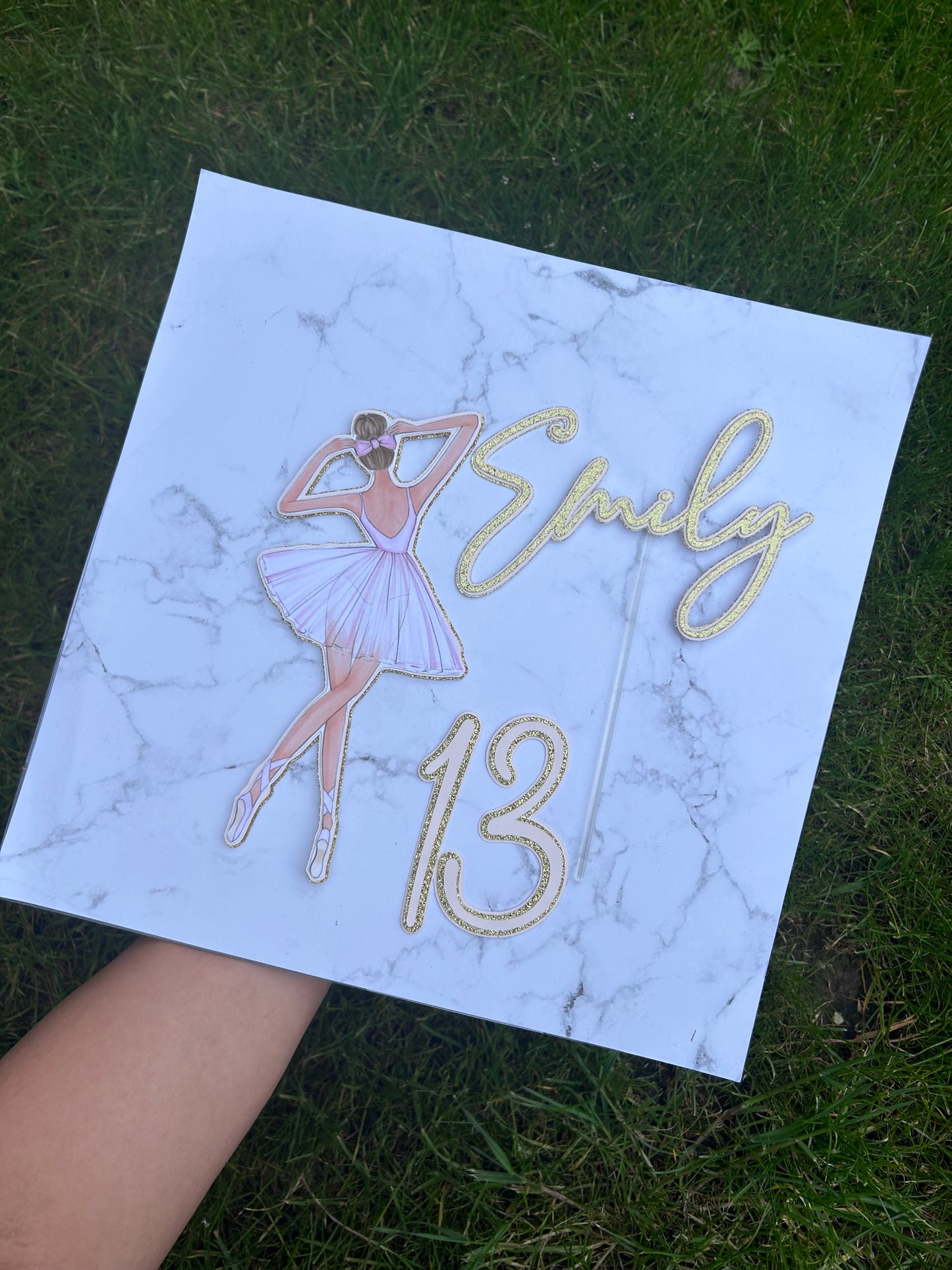 Ballerina Cake Topper, Name & Age Charm