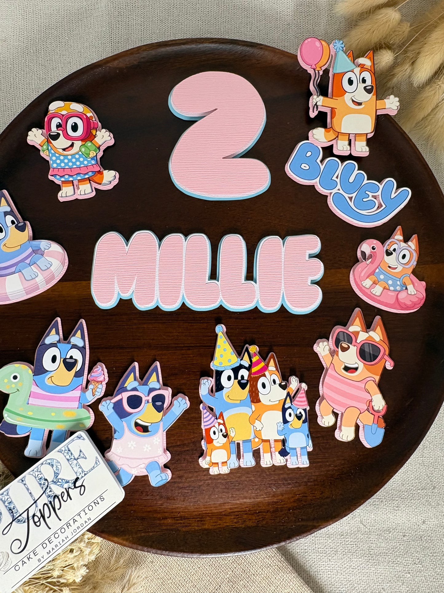 Bluey Swimming Cake Topper Set | Personalised Pool Party Birthday Decorations