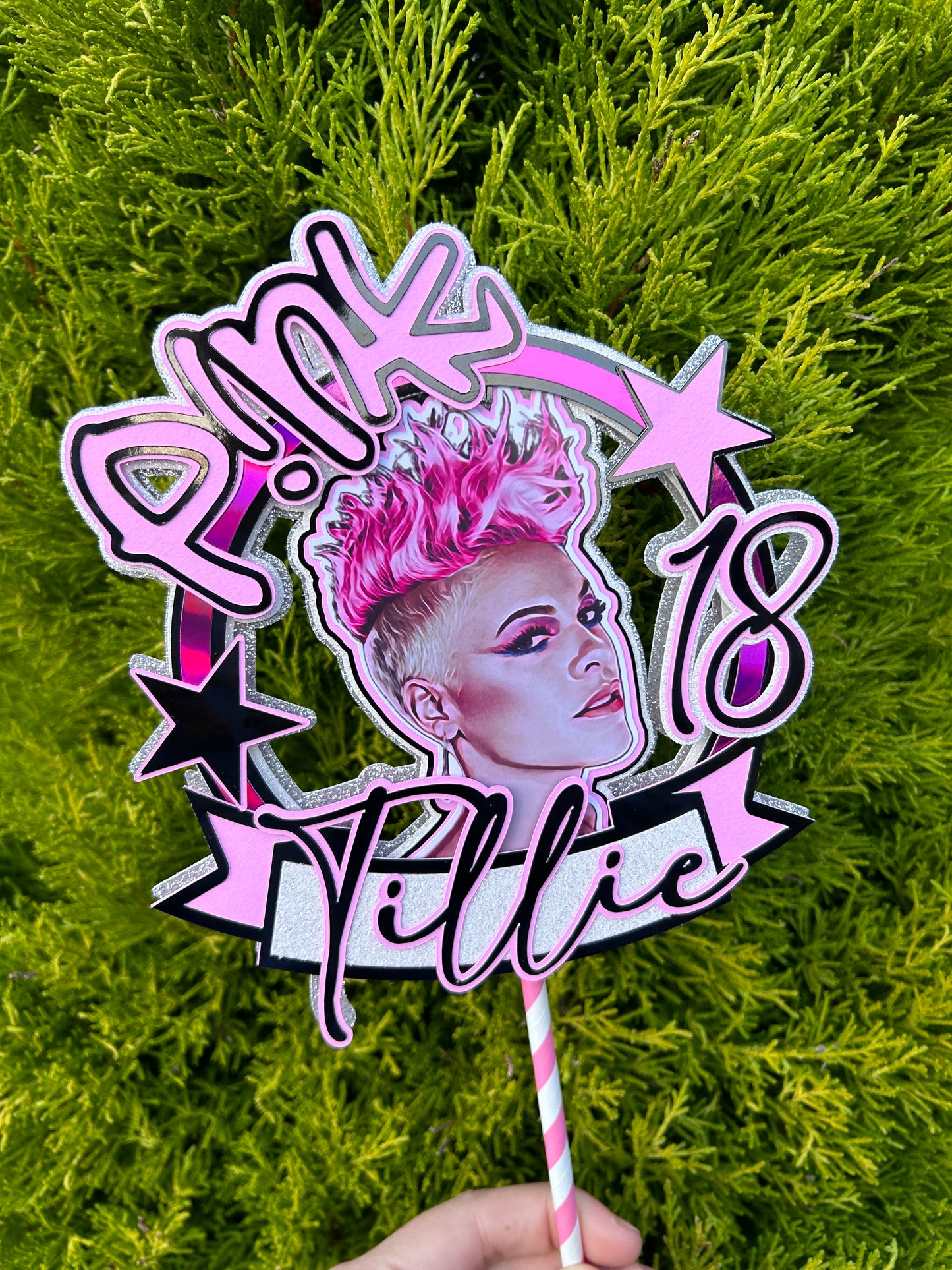 P!nk Cake Topper, Signer Pink, Rock Star Cake Topper, PINK Cake Topper