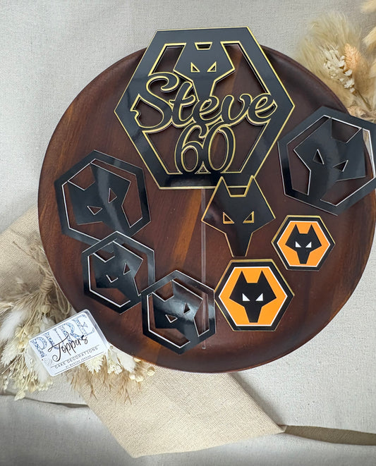 Wolverhampton Personalised Cake Topper – Custom Name & Age Cake Decoration - Wolverhampton Football Cake Topper