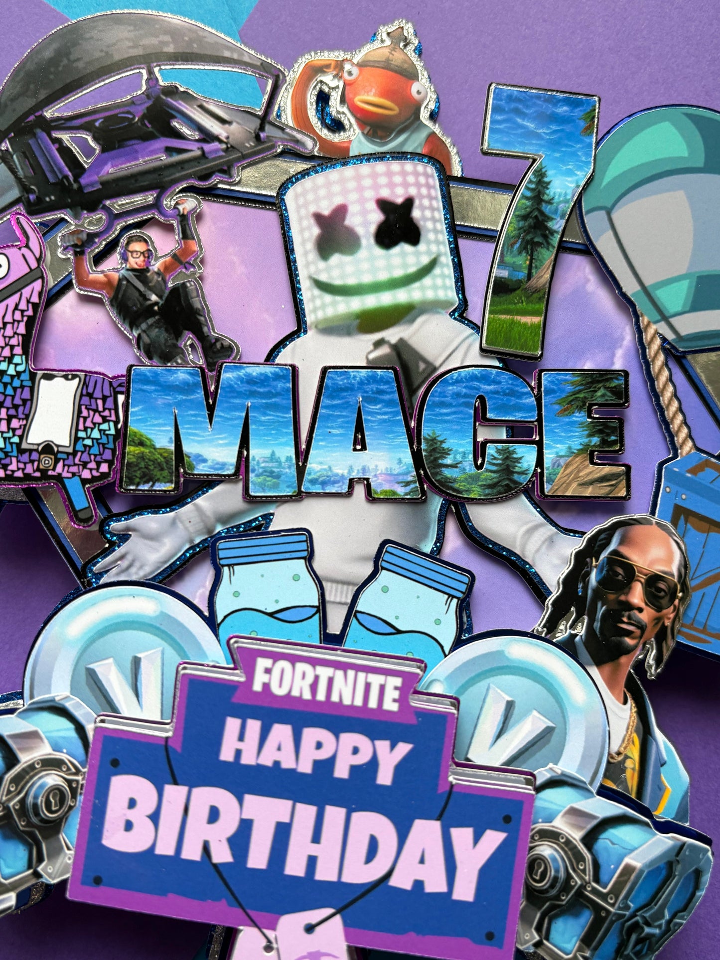 Fortnite Cake Topper, Fortnite Cake Decorations, Personalised Fortnite Cake Topper, Marshmallow Man Fortnite Face Cake Topper (Copy)