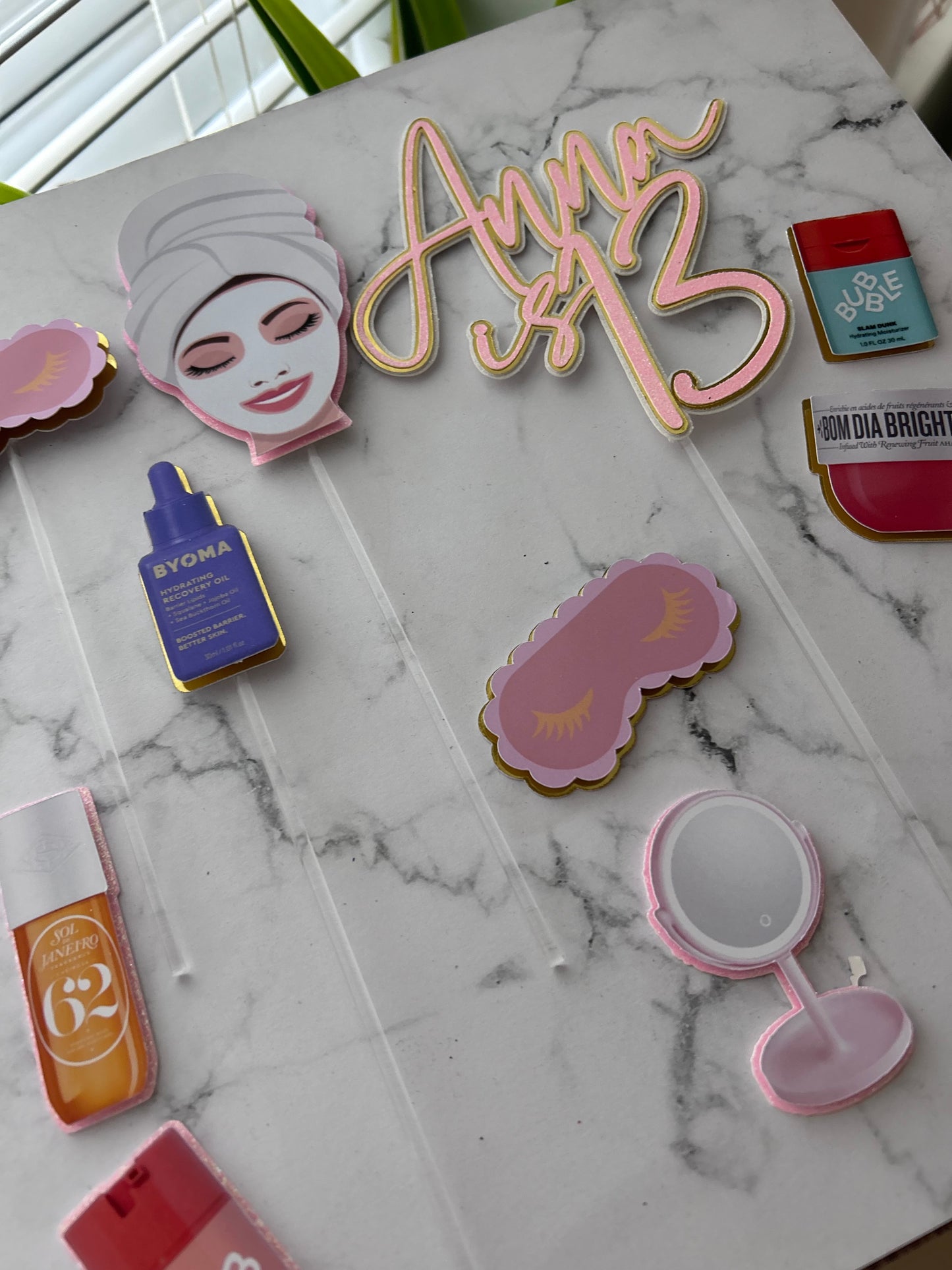 Personalised Pamper Cake Topper, Makeup Cake Topper
