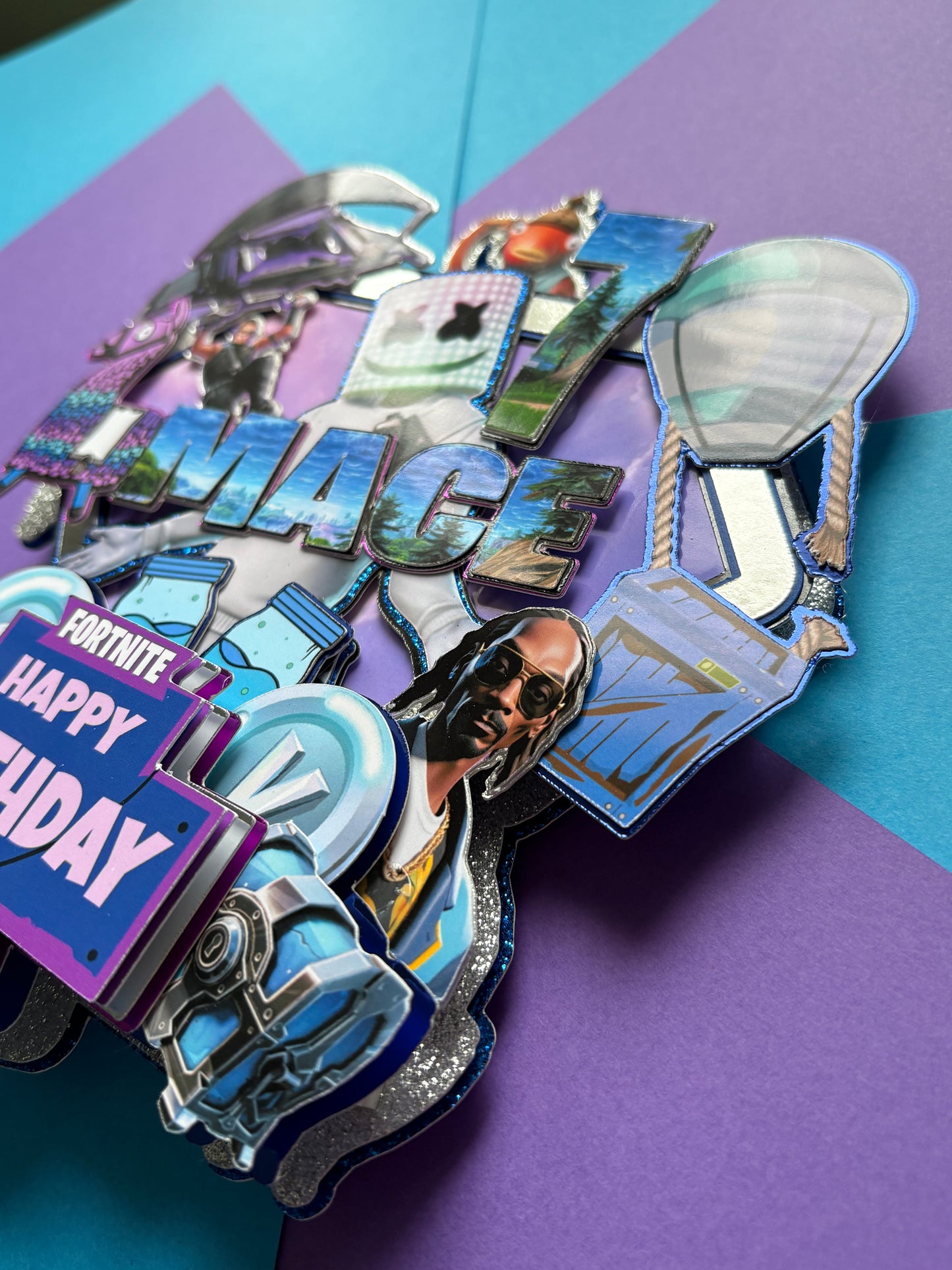 Fortnite Cake Topper, Fortnite Cake Decorations, Personalised Fortnite Cake Topper, Marshmallow Man Fortnite Face Cake Topper (Copy)