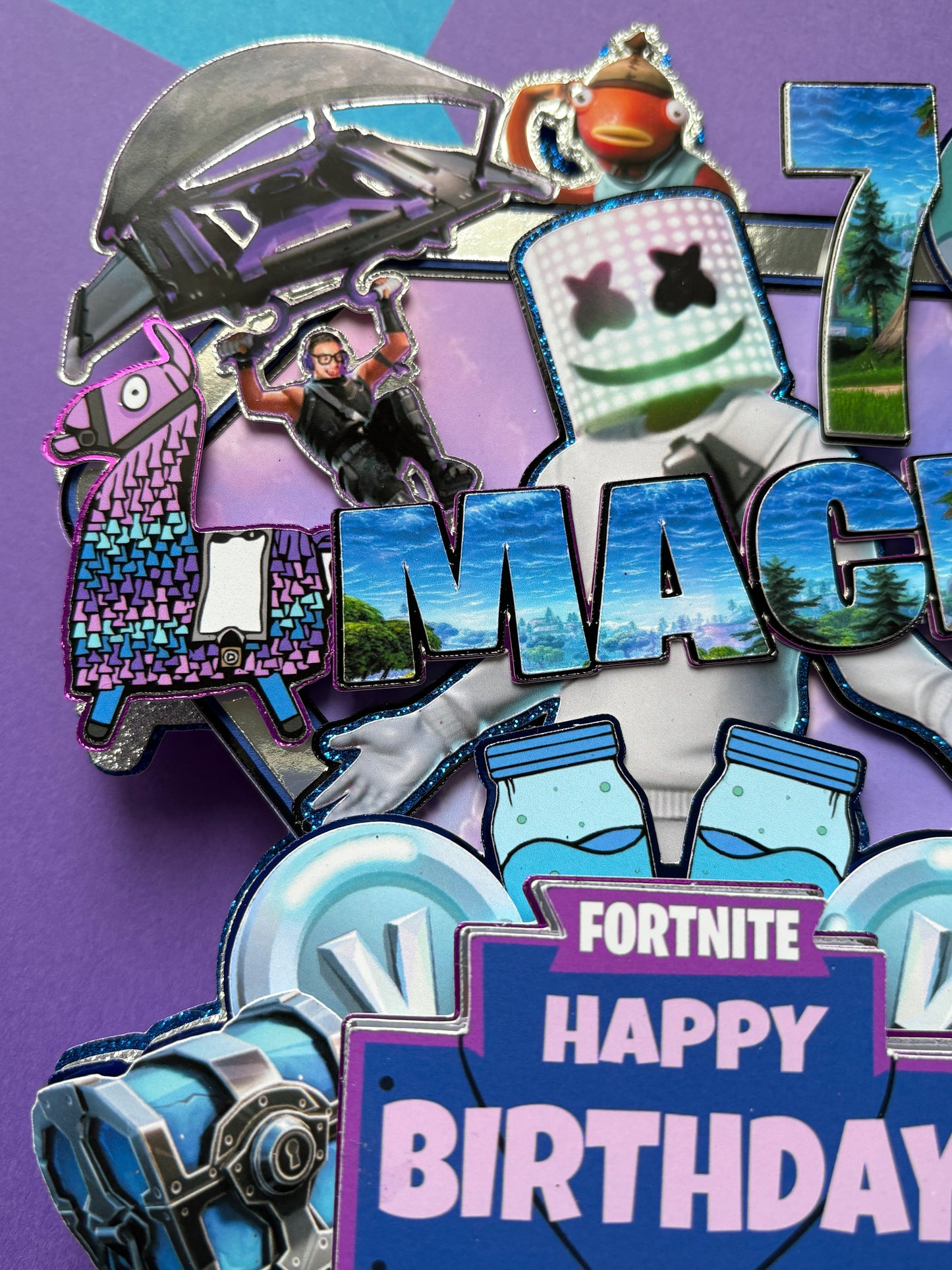 Fortnite Cake Topper, Fortnite Cake Decorations, Personalised Fortnite Cake Topper, Marshmallow Man Fortnite Face Cake Topper (Copy)