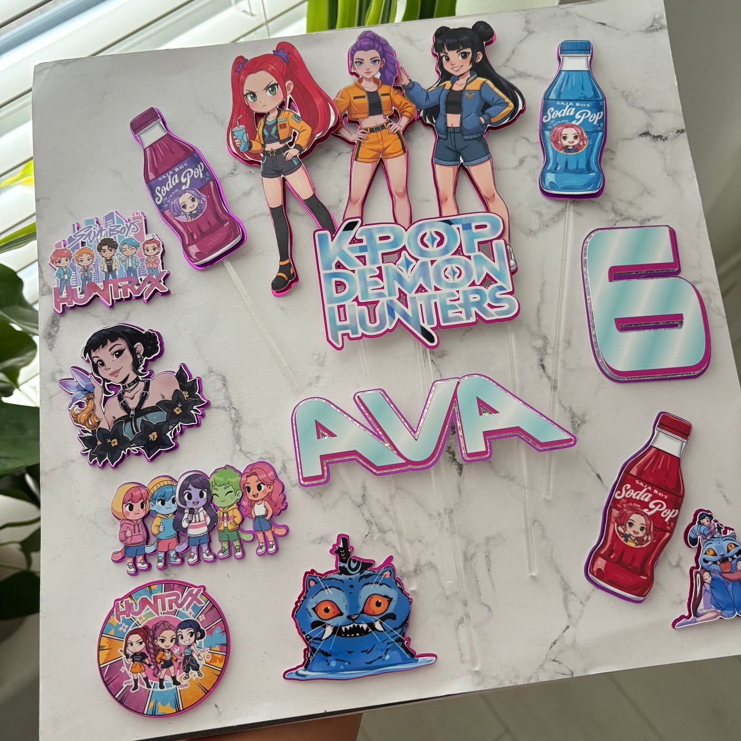 K-Pop Demon Hunter Cake Topper | Personalised Birthday Decoration | Anime Gamer Theme Party Decor