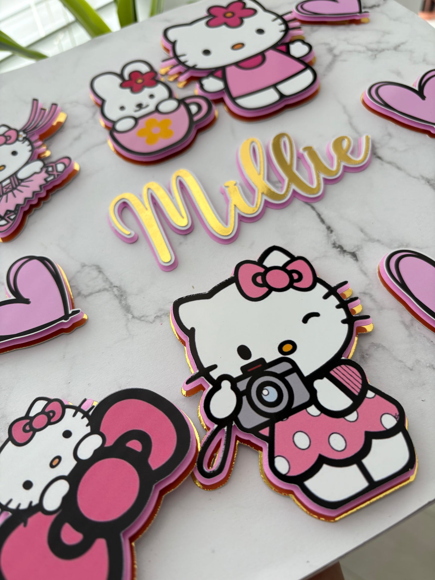 Personalised Custom Hello Kitty Cake Topper & Birthday Decorations | Hello Kitty Cake Charms