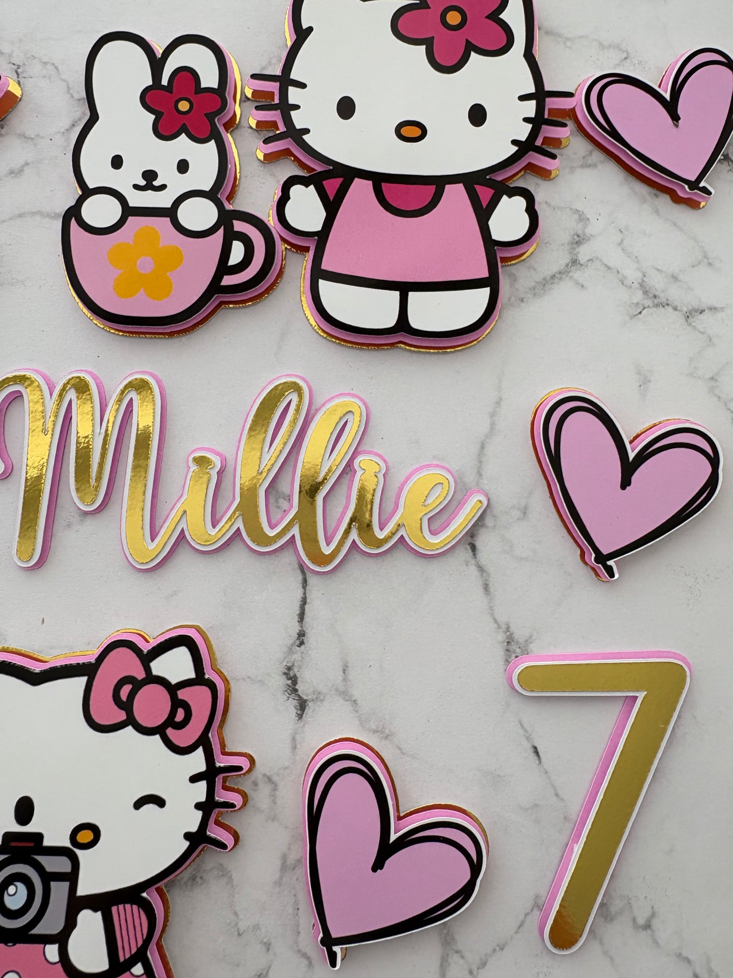 Personalised Custom Hello Kitty Cake Topper & Birthday Decorations | Hello Kitty Cake Charms