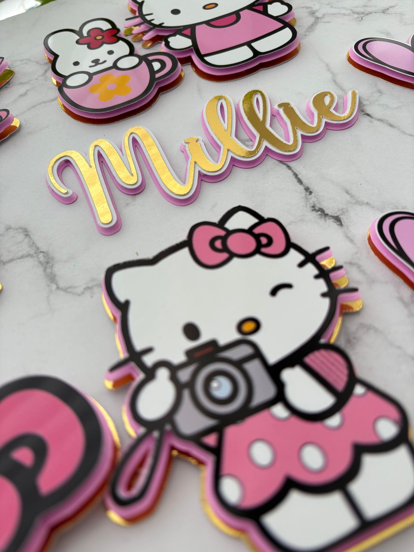 Personalised Custom Hello Kitty Cake Topper & Birthday Decorations | Hello Kitty Cake Charms