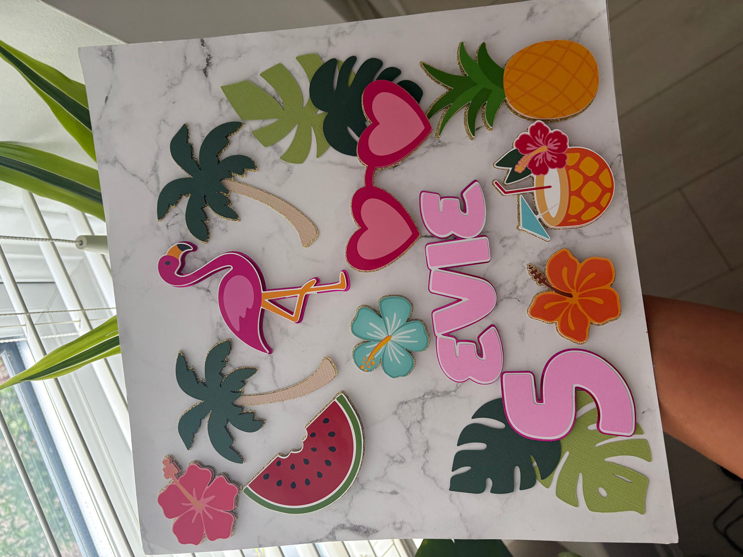 Hawaiian Cake Topper – Flamingo Cake Decoration for Luau or Tropical Party | Custom Hawaiian Party Cake Topper | Summer Cake Decorations