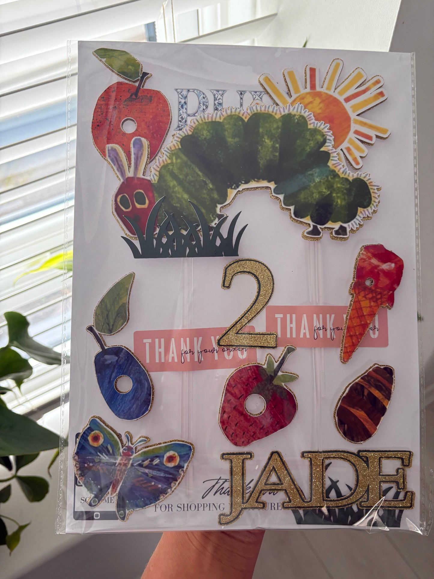 The Very Hungry Caterpillar Cake Topper – Birthday Party Decoration - Personalised Hungry Caterpillar Cake Topper – Kids Birthday Decor