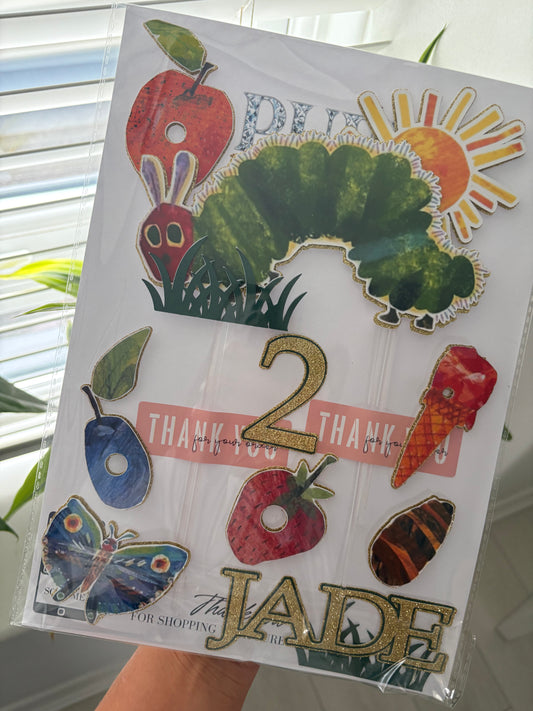 The Very Hungry Caterpillar Cake Topper – Birthday Party Decoration - Personalised Hungry Caterpillar Cake Topper – Kids Birthday Decor
