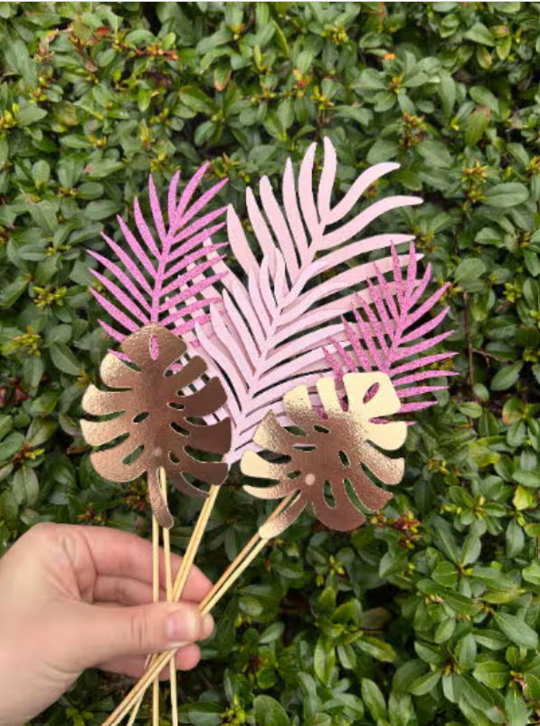 Palm Leaves, Cake Leaves, Jungle Cake Topper (Pinks & Copper)