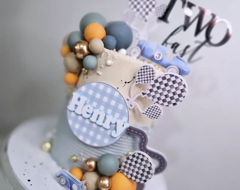 Two Fast Cake Topper, 2nd Birthday Vintage Car Cake Topper