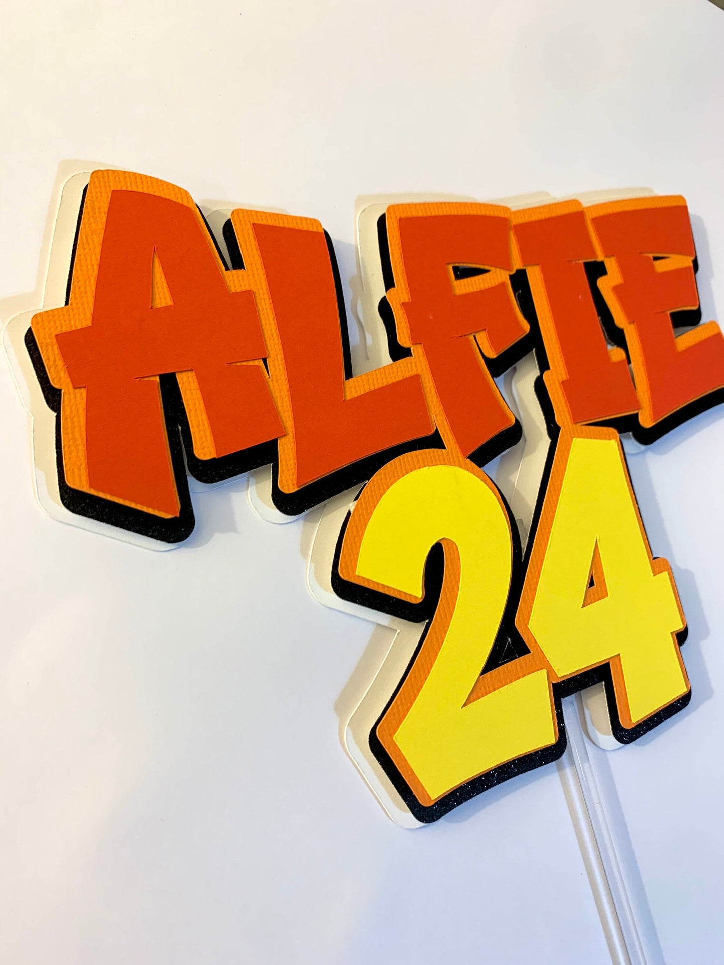Graffiti Cake Topper, Racing Cake Topper