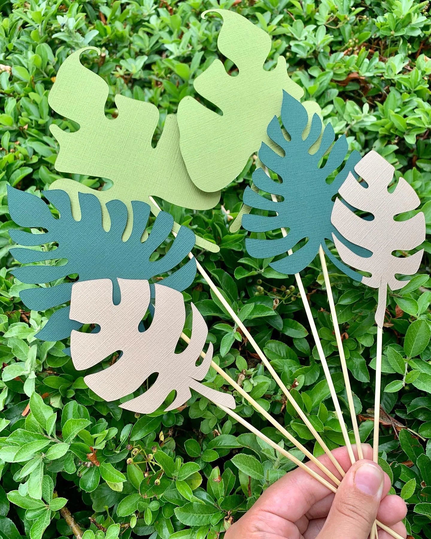 Cake Topper Palm Leaves, Cake Leaves, Jungle Cake Topper (Nudes & Greens)