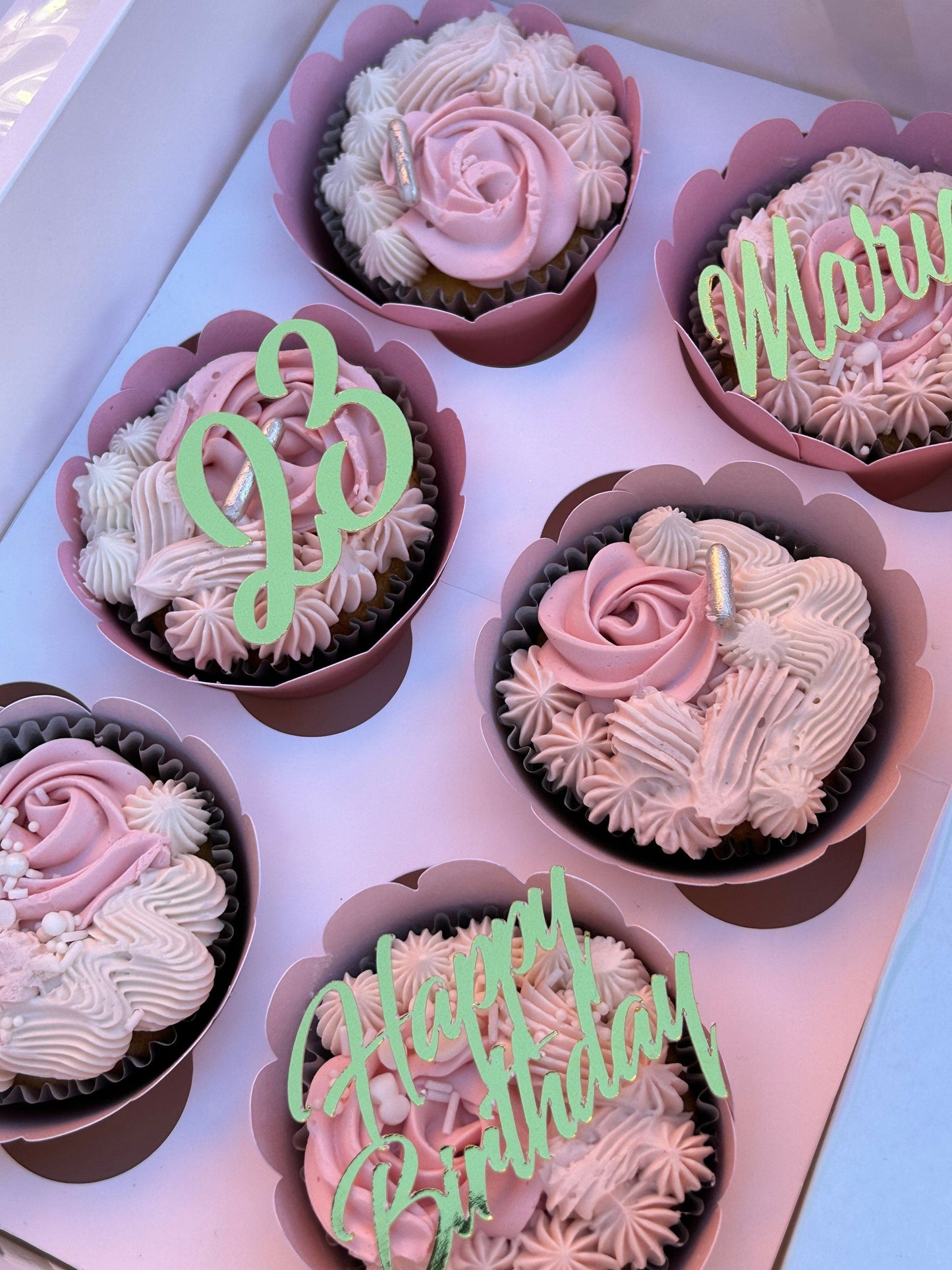 Happy Birthday Cupcake Toppers, Name And Age Cupcake Toppers, Cupcake Decorations
