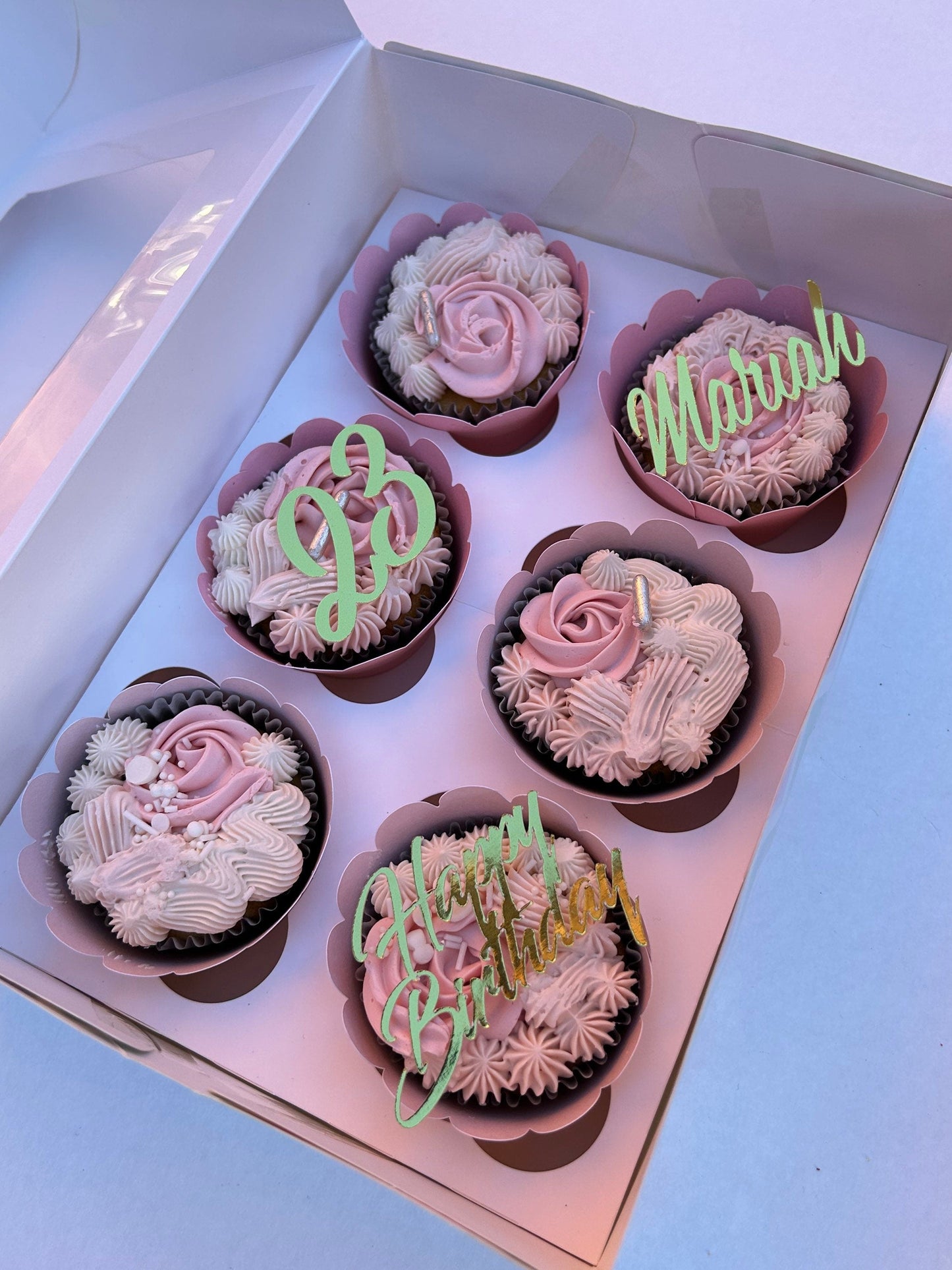 Happy Birthday Cupcake Toppers, Name And Age Cupcake Toppers, Cupcake Decorations