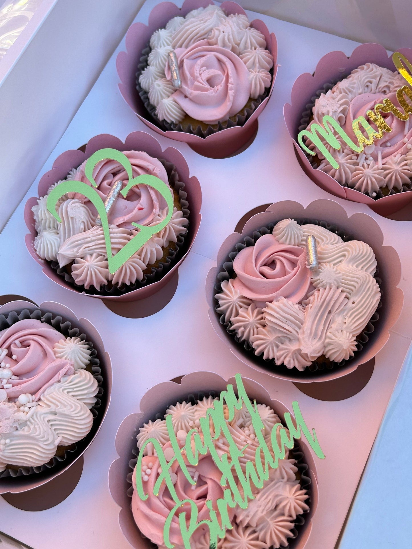 Happy Birthday, Name And Age Cupcake Toppers