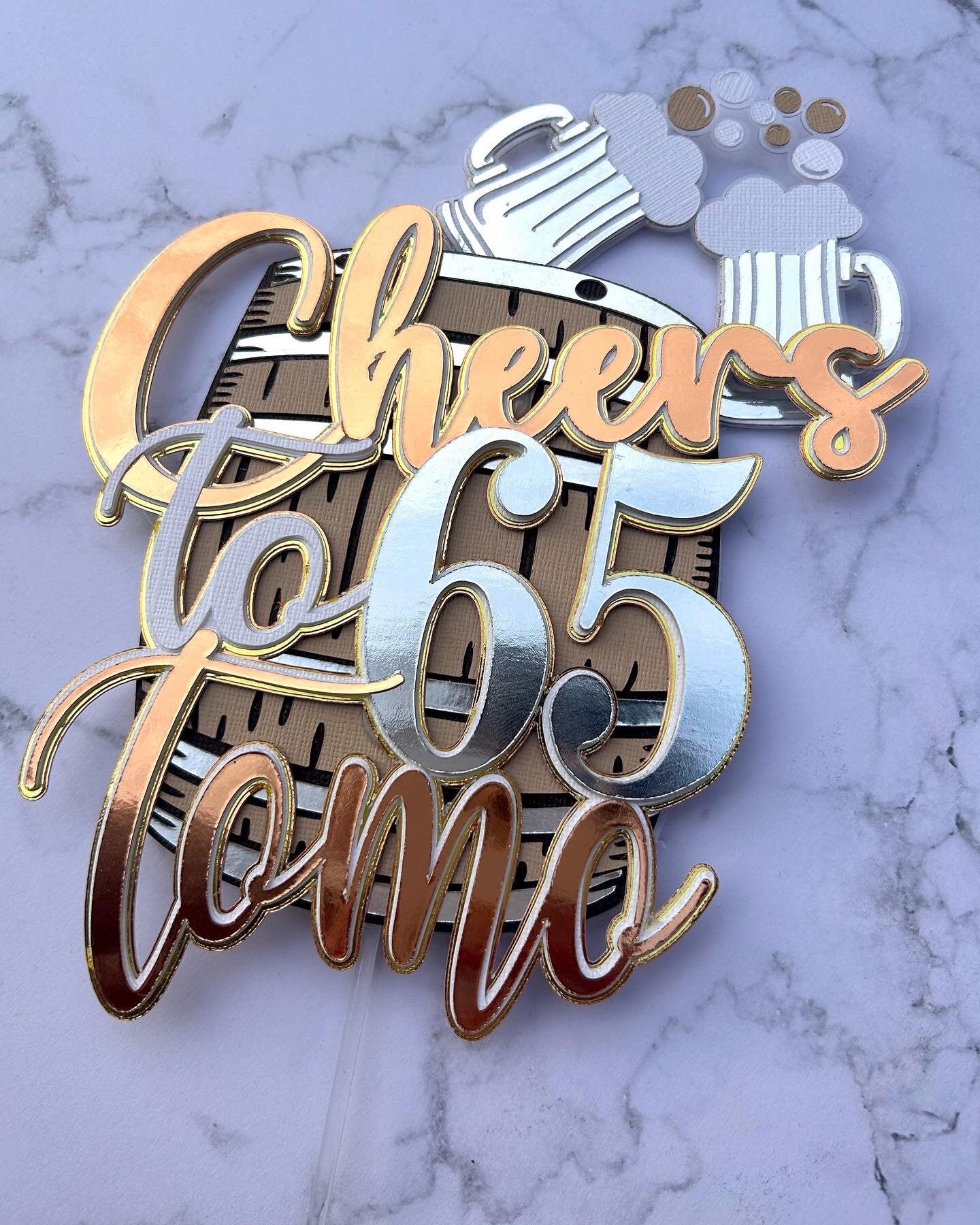 Cheers To 65 Cake Topper