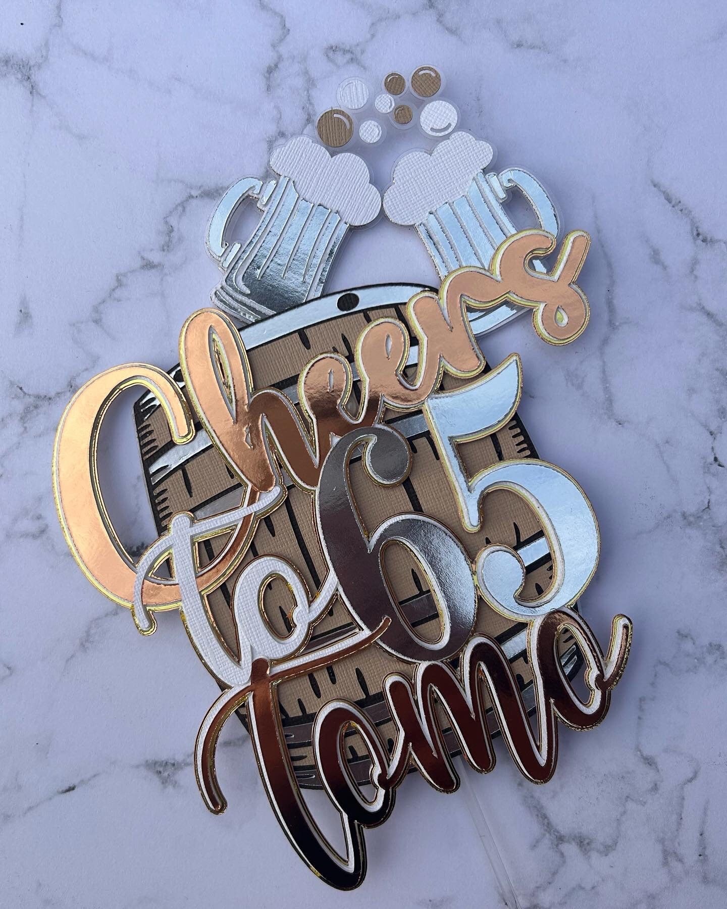 Cheers To 65 Cake Topper
