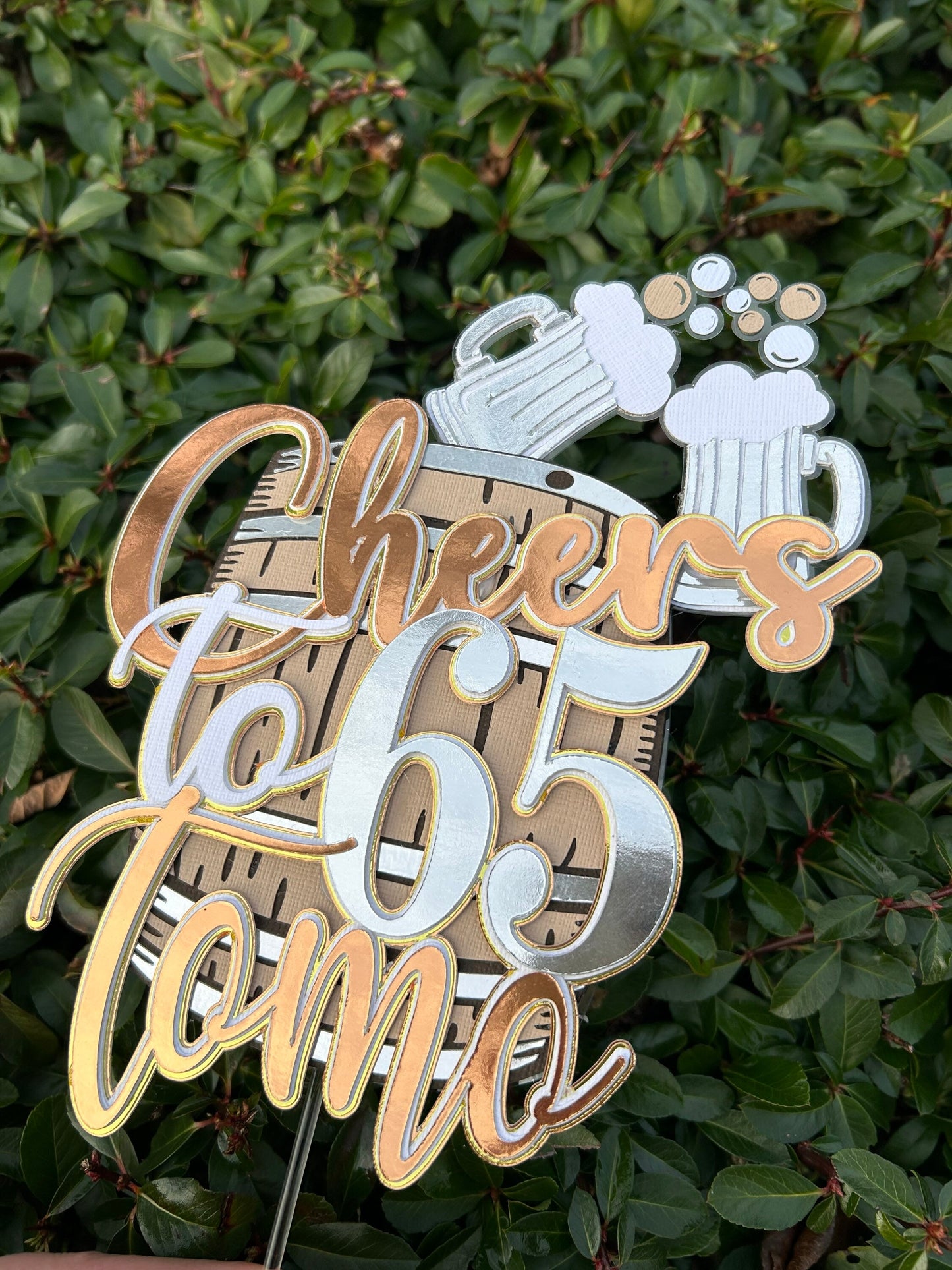 Cheers To 65 Cake Topper